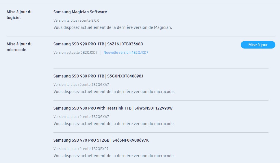 Le firmware 4B2QJXD7 avec correctif de température disponible pour le SSD  Samsung 990 PRO